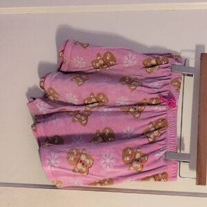Pink Fleece Pajama Shorts with Bear Print